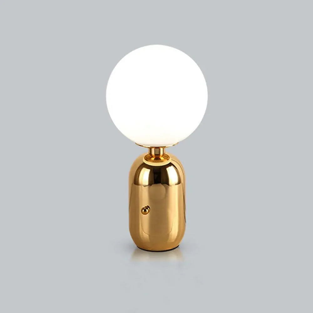 Audara-Scandinavian Simple Study Office Living Room Desk Light Creative Light Luxury Metal Milk White Orb Glass Desk Lamp Dormitory Apartment Bedroom Bedside Table Lamp Cafe Restaurant Lighting Fixture