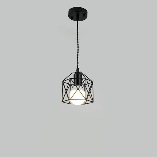 Audara-Modern Simple Iron Pendant Light Creative Birdcage Bedroom Bedside Hanging Lamp Study Hallway Balcony Single Head Chandeliers Hotel Restaurant Entrance Decoration Lighting Fixture
