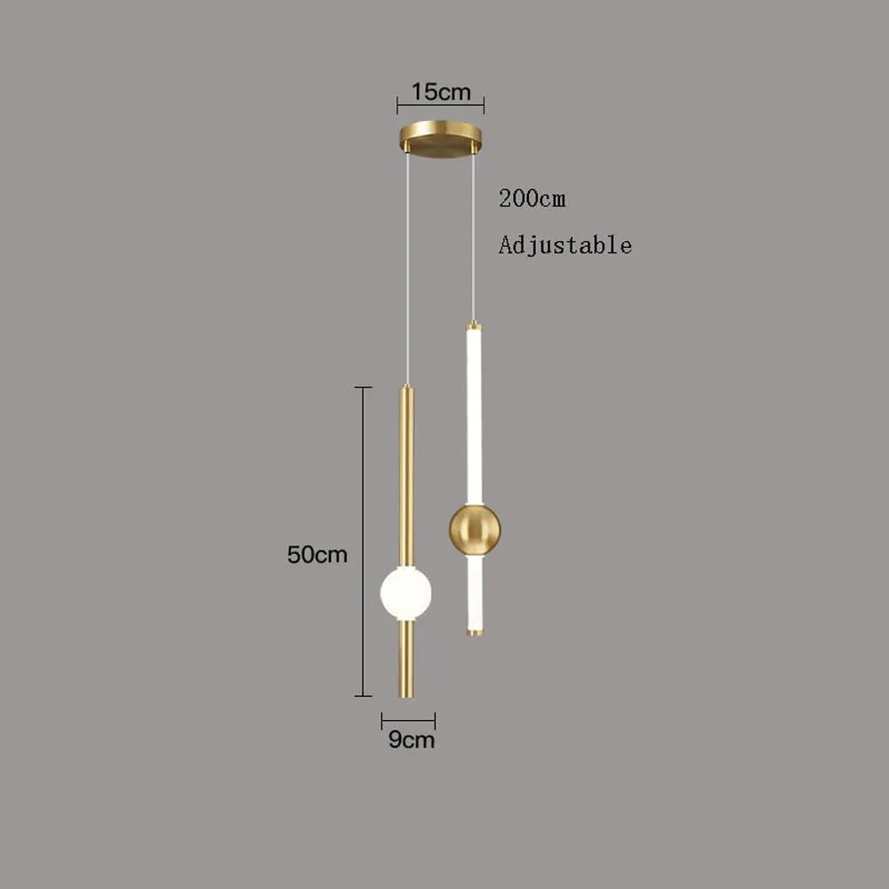 Audara-Modern Minimalist Chandeliers/Bedroom Bedside Ambiance Hanging Lamp/Indoor Dining Room Lines Pendant Light/Designer Creative Long Strip Lighting Fixture (2 Head LED)