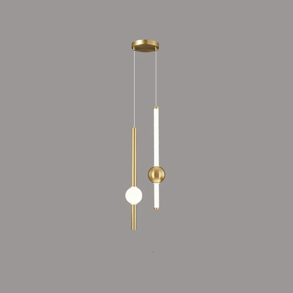 Audara-Modern Minimalist Chandeliers/Bedroom Bedside Ambiance Hanging Lamp/Indoor Dining Room Lines Pendant Light/Designer Creative Long Strip Lighting Fixture (2 Head LED)