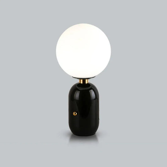 Audara-Scandinavian Simple Study Office Living Room Desk Light Creative Light Luxury Metal Milk White Orb Glass Desk Lamp Dormitory Apartment Bedroom Bedside Table Lamp Cafe Restaurant Lighting Fixture