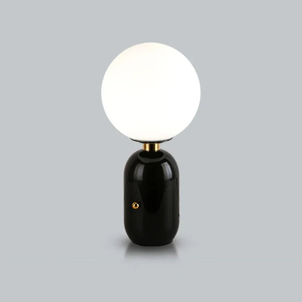 Audara-Scandinavian Simple Study Office Living Room Desk Light Creative Light Luxury Metal Milk White Orb Glass Desk Lamp Dormitory Apartment Bedroom Bedside Table Lamp Cafe Restaurant Lighting Fixture Dark