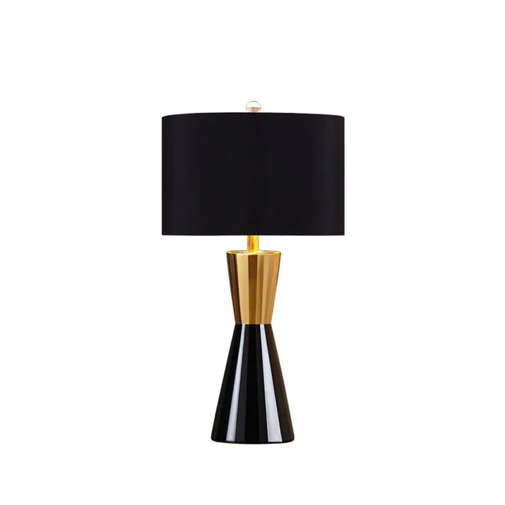 Audara-American Light Luxury Bedroom Bedside Living Room Desk Light Simple Modern Fabric Ceramic Desk Lamp B&B Farmhouse Villa Restaurant Table Lamp Hotel Coffee Shop Mall Lighting Fixture Black Lamp Shade