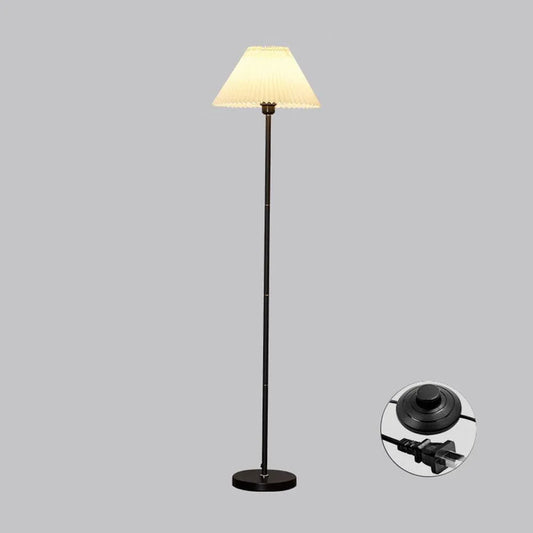 Audara-Vintage Black Living Room Floor Lamp E26 Tri-Colour Dimmer H58’ Metal Fabric Standing Lamp Warm Elegant Study Room Bedroom Balcony Decoration Lighting Fixture