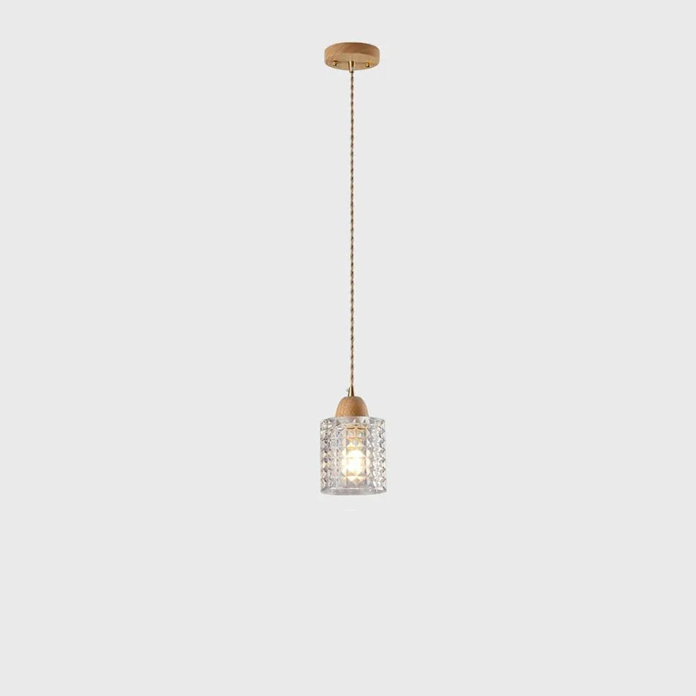 Audara-Modern Minimalist Glass Pendant Light Cozy Bedroom Bedside Rubberwood Hanging Lampe Household Aisle Balcony Single Head Chandeliers Cafe Restaurant Bar Decor Lighting Fixture