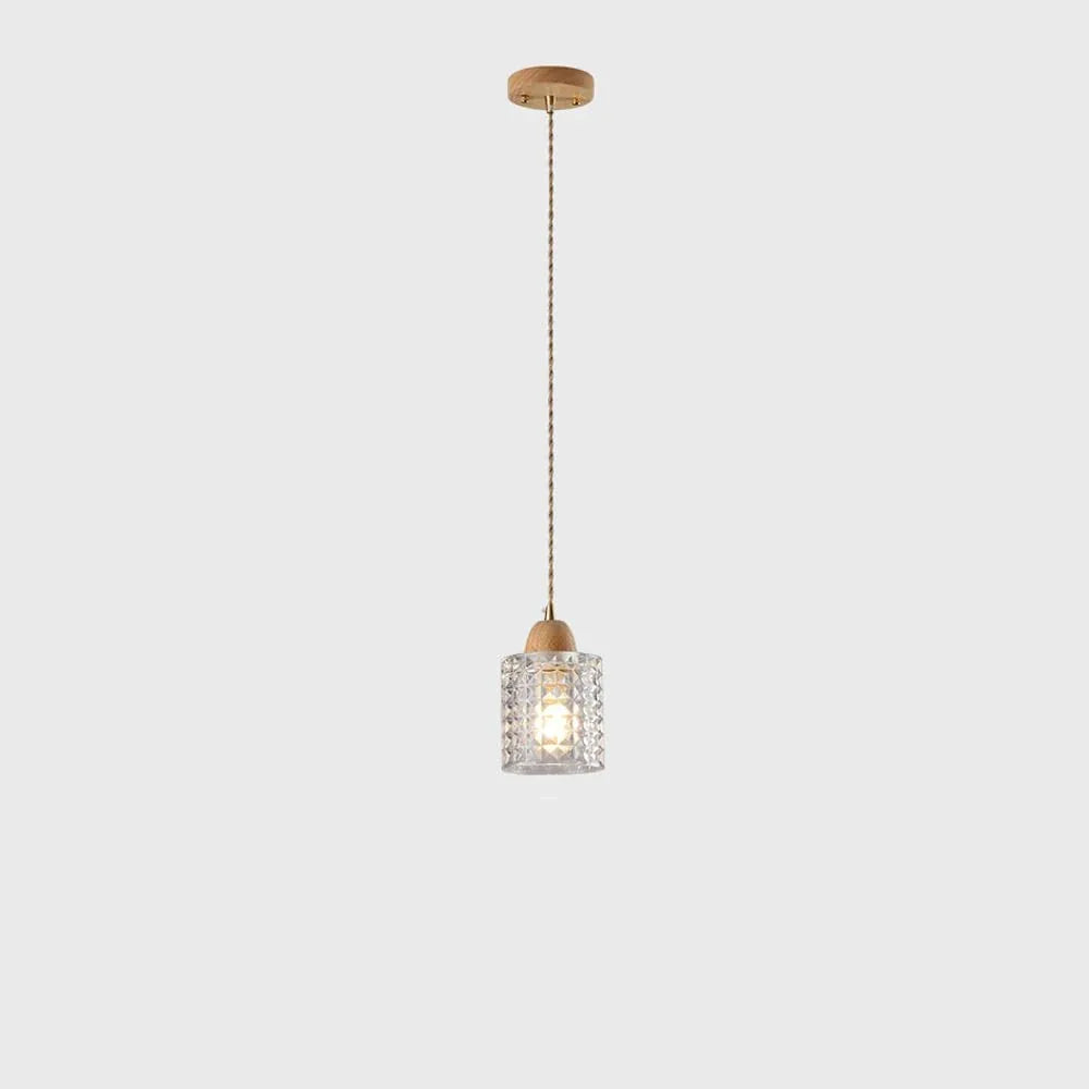 Audara-Modern Minimalist Glass Pendant Light Cozy Bedroom Bedside Rubberwood Hanging Lampe Household Aisle Balcony Single Head Chandeliers Cafe Restaurant Bar Decor Lighting Fixture 4.33in 11cm