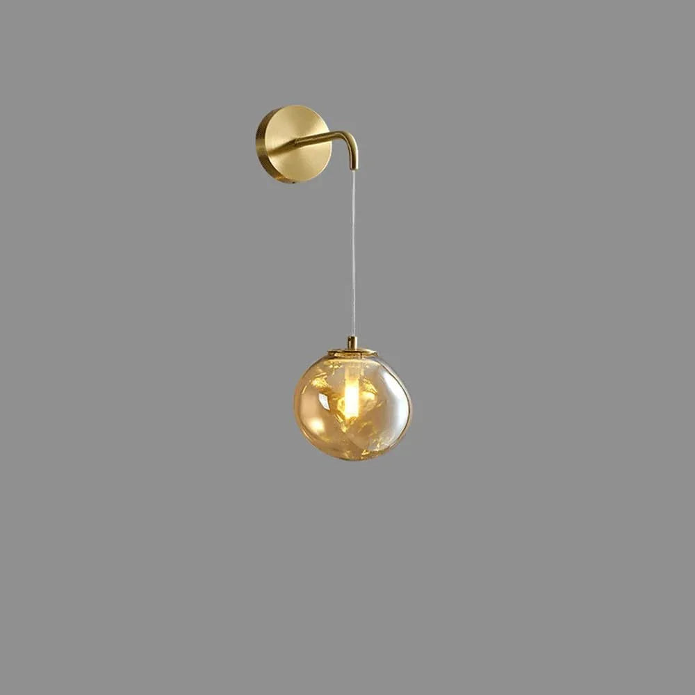 Audara-Italian Minimalist Full Copper Wall Lamp Bedroom Bedside Wall Lights Postmodern Living Room Background Wall Sconces Creative Art Glass Mounted Lighting Fixture