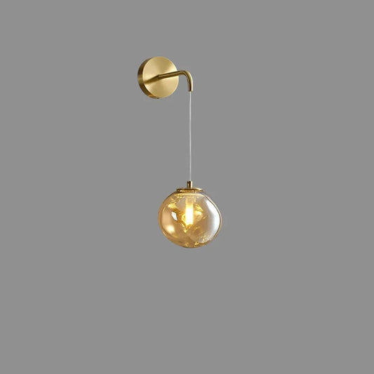 Audara-Italian Minimalist Full Copper Wall Lamp Bedroom Bedside Wall Lights Postmodern Living Room Background Wall Sconces Creative Art Glass Mounted Lighting Fixture