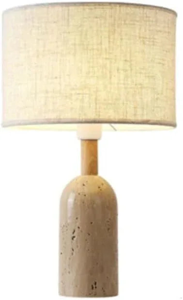 Audara-Natural Travertine Fabric Desk Light Warm Simple E27 H18.9in Bedroom Study Desk Lamp Restaurant Coffee Shop Club Decoration Table Lamp Farmhouse B&B Lighting Fixture