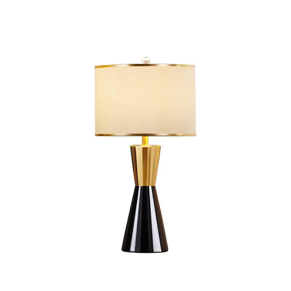 Audara-American Light Luxury Bedroom Bedside Living Room Desk Light Simple Modern Fabric Ceramic Desk Lamp B&B Farmhouse Villa Restaurant Table Lamp Hotel Coffee Shop Mall Lighting Fixture Beige Gold Edge Lamp Shade