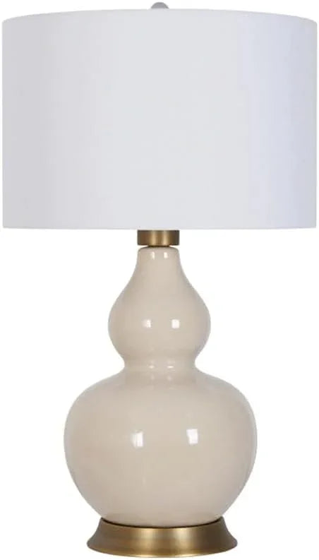 Audara-American White Fabric Gourd Shaped Ceramic Desk Light New Chinese Zen Living Room Study Tea House Desk Lamp Club Coffee Shop B&B Table Lamp Bedroom Bedroom Sample Room Lighting Fixture