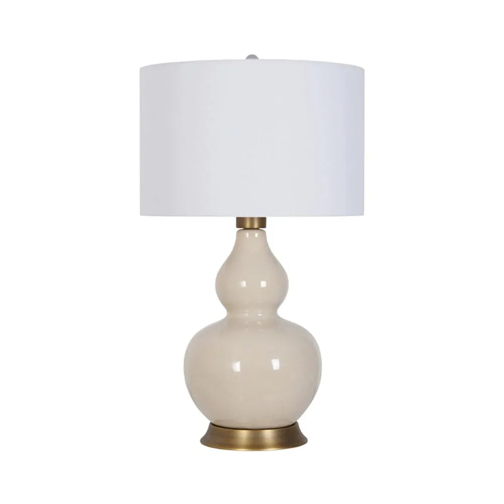 Audara-American White Fabric Gourd Shaped Ceramic Desk Light New Chinese Zen Living Room Study Tea House Desk Lamp Club Coffee Shop B&B Table Lamp Bedroom Bedroom Sample Room Lighting Fixture Gray
