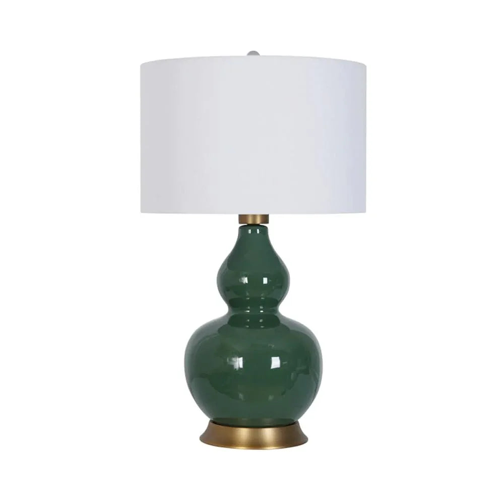 Audara-American White Fabric Gourd Shaped Ceramic Desk Light New Chinese Zen Living Room Study Tea House Desk Lamp Club Coffee Shop B&B Table Lamp Bedroom Bedroom Sample Room Lighting Fixture Bronze