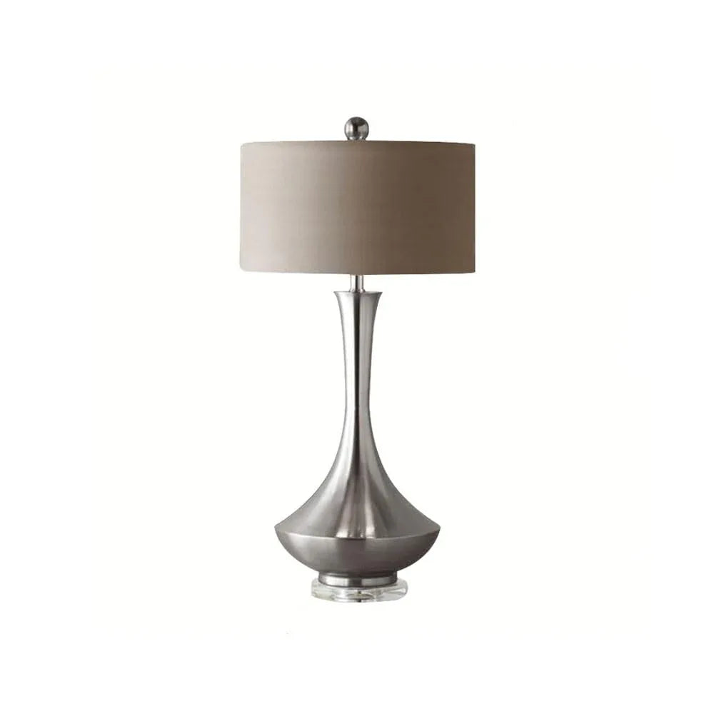 Audara-American Simple Living Room Study Office Desk Light Personalized Creative Fabric Metal Desk Lamp Hotel Cafe Restaurant Table Lamp Model Room Mall Front Desk Decoration Lighting Fixture Silver