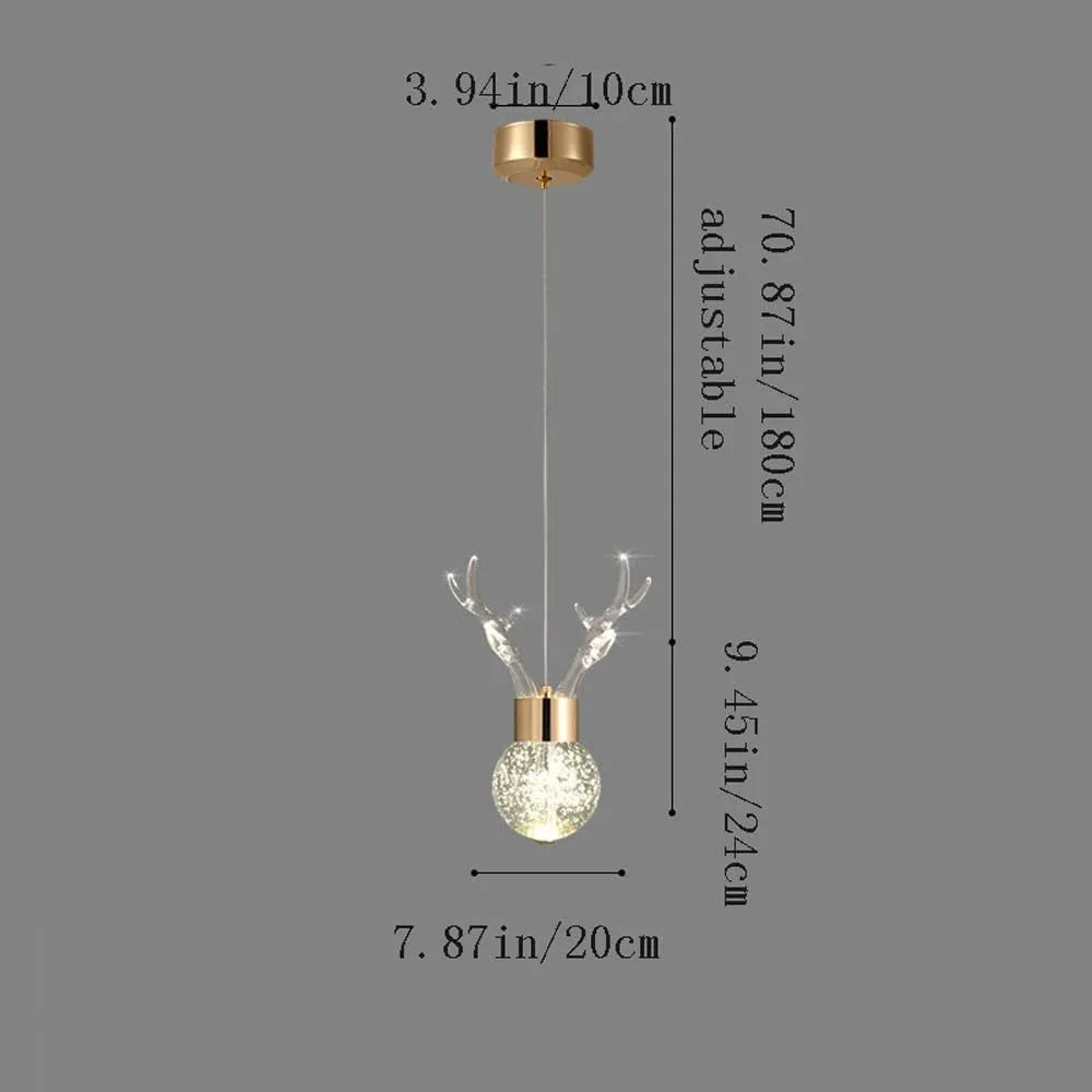 Audara-8-inch Crystal Pendant Light, Antler Shape, European Modern Minimalist Style, Suitable For Installation In Various Spaces Such As Bedrooms, Hotels, Restaurant Entryways, Cafes, And Kitchen Isla
