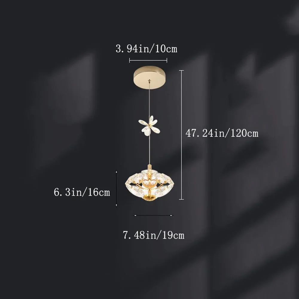 Audara-Crystal Pendant Light, 7.5in. Creative Mini Pendant Lights. Suitable for Modern, Minimalist, Bohemian, and European Styles. Ideal for Bedrooms, Hotel Kitchens, Islands, Entryways, Etc.