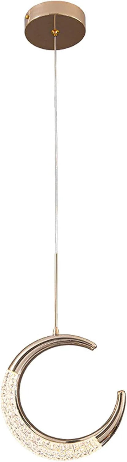 Audara-Crystal Pendant Light, 8 Inches in Diameter, Exudes Bohemian Elegance with Its Crescent Shape, Easily Adapting to Various Spaces: Bedroom, Hotel, Study, Living Room, Kitchen Island, Entryway