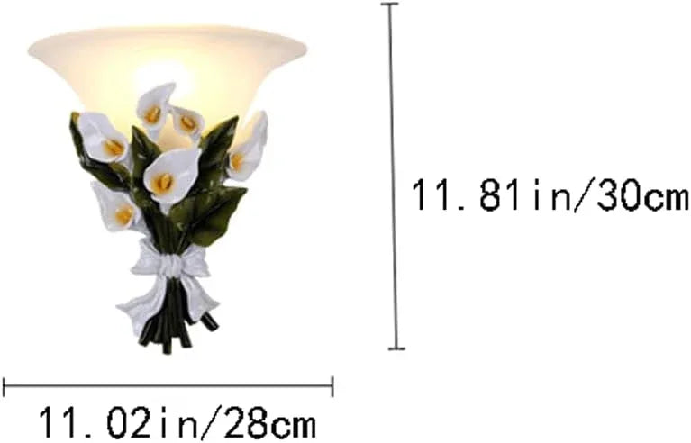 Audara-European Style Resin Wall Lamp Living Room Modern Bedside Wall Lights Creative Idyllic Flowers and Plants LED Sconces Bedroom Corridor Aisle Mounted Lighting Fixture