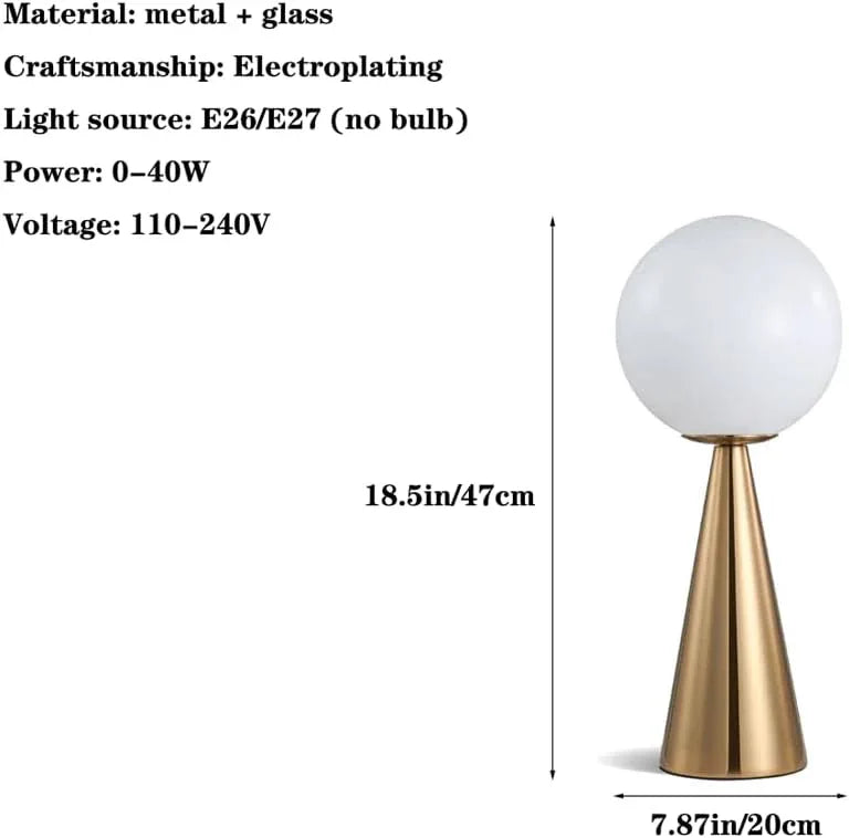 Audara-Luxury Postmodern Office Dormitory Apartment Desk Light Simple Metal White Spherical Glass Desk Lamp Fashion Living Room Bedroom Bedside Table Lamp B&B Villa Hotel Front Desk Lighting Fixture