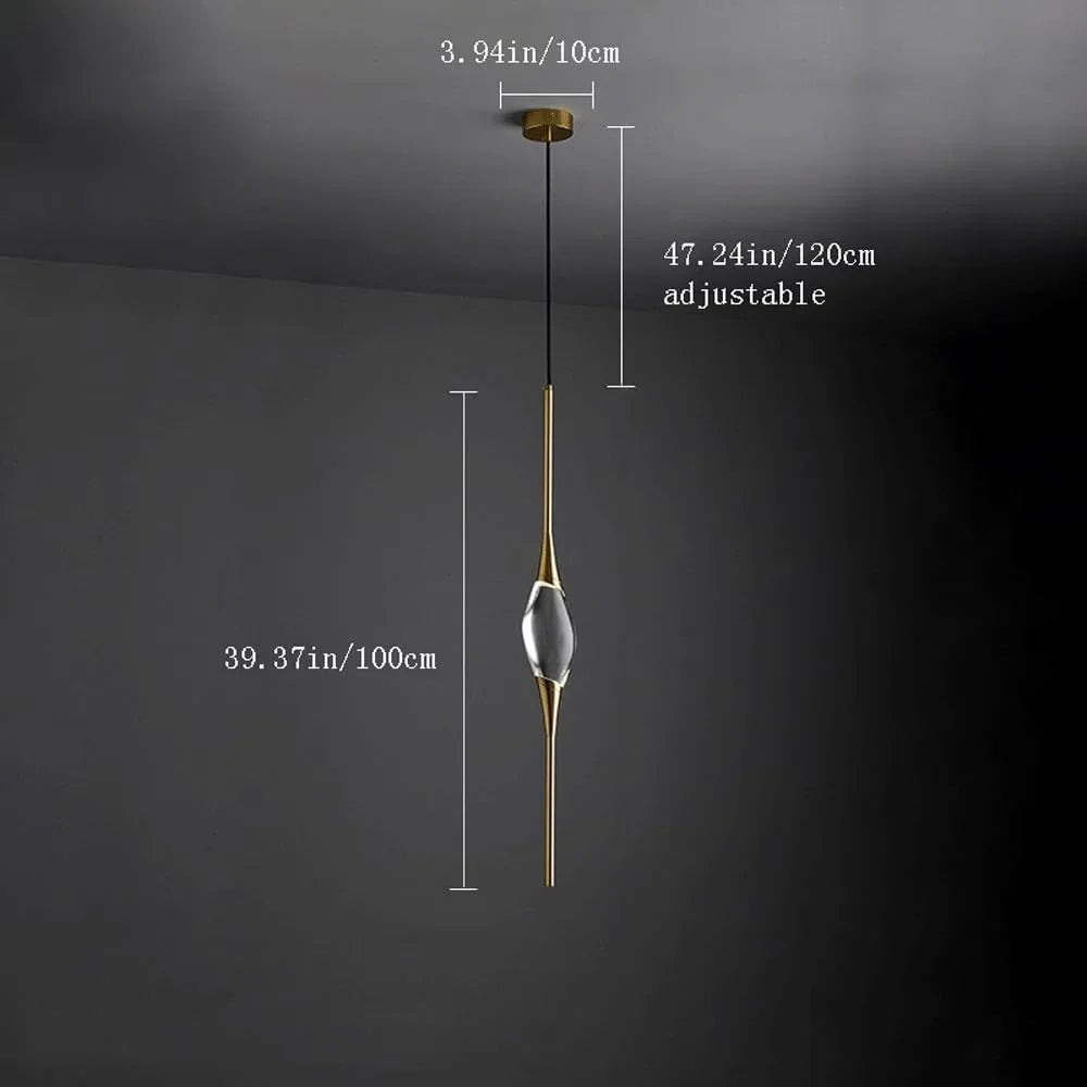 Audara-Crystal Pendant Light, 39-inch Long Pendant Light, Modern and Luxurious Style, Suitable for Lighting in Various Places Such As Hotels, Restaurants, Kitchen Islands, and Bedrooms