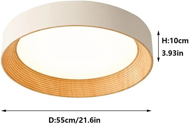 Audara-Modern Eye Care Ceiling Light Log Wind Led Bedroom Study Ceiling Lampled Round Simple Household Room Balcony Ceiling Fixtures Embedded Three Color Variable Light Lighting Fixture (48W)