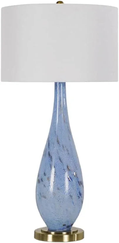 Audara-European Modern Bedroom Bedside Desk Light Simple Fashion Fabric Blue Glass Desk Lamp Model House Showcase Office Table Lamp Farmhouse Villa Club Restaurant Lighting Fixture