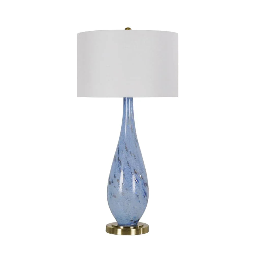Audara-European Modern Bedroom Bedside Desk Light Simple Fashion Fabric Blue Glass Desk Lamp Model House Showcase Office Table Lamp Farmhouse Villa Club Restaurant Lighting Fixture Blue