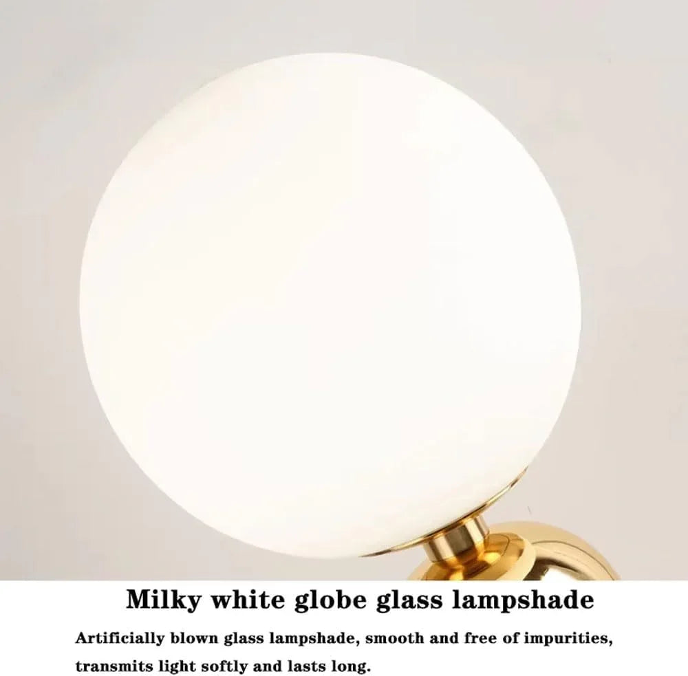 Audara-Scandinavian Simple Study Office Living Room Desk Light Creative Light Luxury Metal Milk White Orb Glass Desk Lamp Dormitory Apartment Bedroom Bedside Table Lamp Cafe Restaurant Lighting Fixture