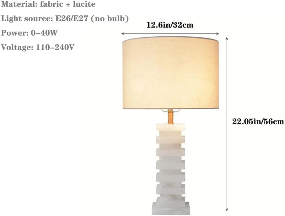 Audara-Modern Light Luxury Bedroom Bedside Desk Light High-end Fashion Fabric Travertine Desk Lamp Hotel Front Desk Villa Farmhouse Lighting Fixture Living Room Office Mall Decoration Table Lamp