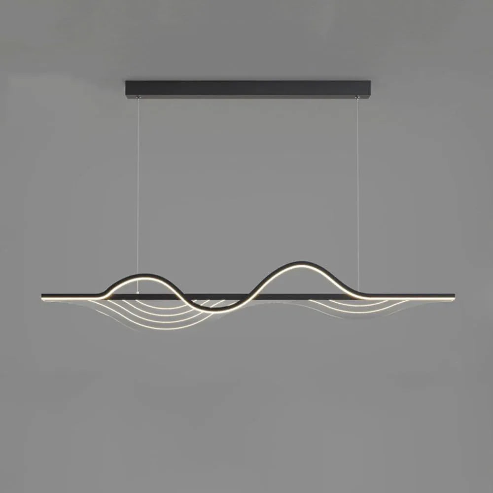 Audara-Modern Minimalist Dining Room Acrylic Pendant Light Personalized Creative Long Line Living Room Hanging Lampe Hall Black Dimmable Chandeliers Hotel Office Bar Lighting Fixture Dark