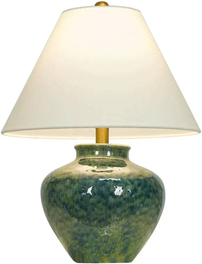 Audara-Wabi-sabi Wind Cloth Green Ceramic Desk Light New Chinese Tea House Study Office Desk Lamp Elegant Living Room Bedroom Bedside Table Lamp B&B Club Mall Villa Lighting Fixture