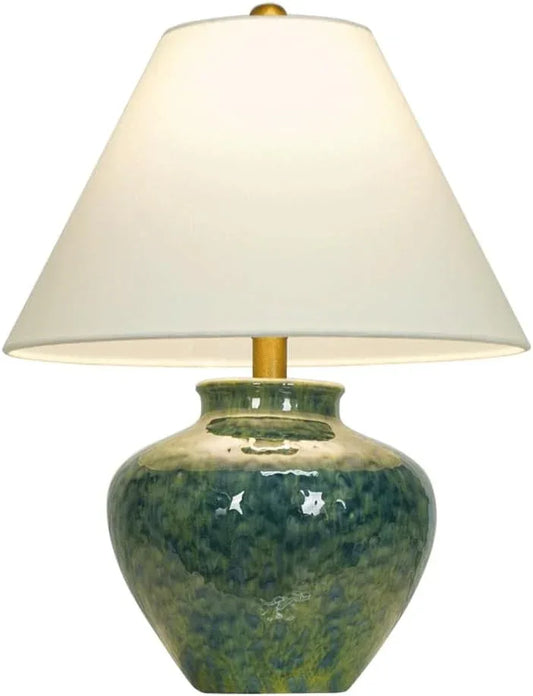 Audara-Wabi-sabi Wind Cloth Green Ceramic Desk Light New Chinese Tea House Study Office Desk Lamp Elegant Living Room Bedroom Bedside Table Lamp B&B Club Mall Villa Lighting Fixture