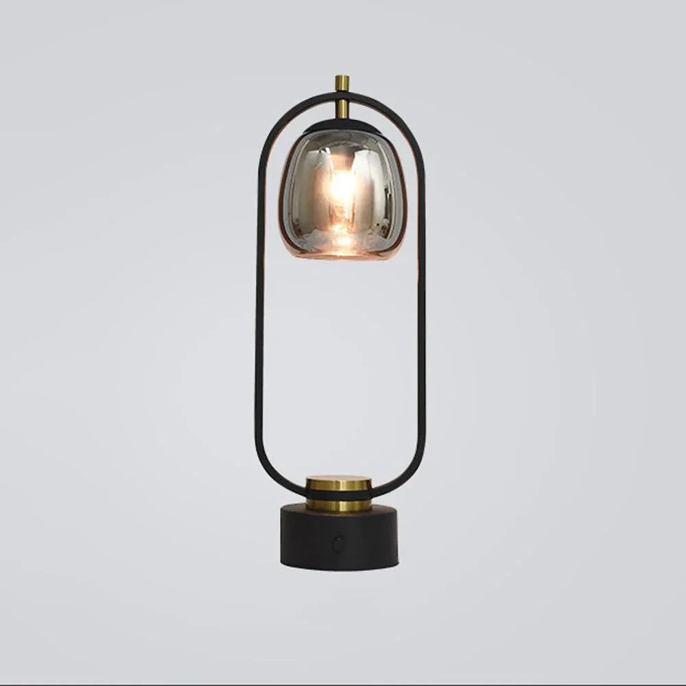 Audara-Classic Retro Bedroom Bedside Read Desk Light Creative Single Head Glass Metal Desk Lamp Living Room Study Work Table Lamp Apartment Hotel Office Model Home Lighting Fixture Gray