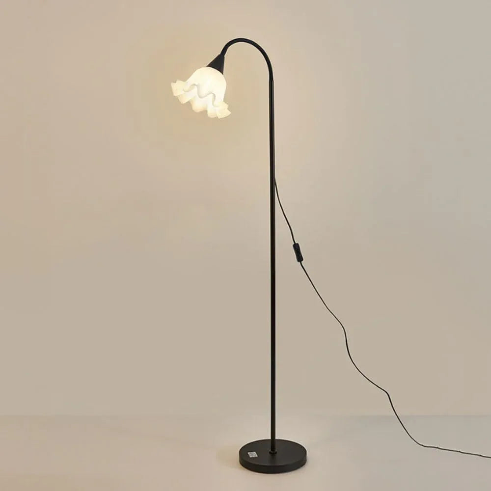 Audara-French Romantic Floral Shaped Bedroom Study Floor Lamp Warm E26 Single Light Source Tri-Colour Dimmable Standing Lamp H57’ Living Room Office Torchiere Farmhouse Rustic B&B Lighting Fixture