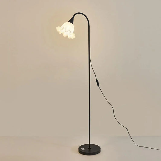 Audara-French Romantic Floral Shaped Bedroom Study Floor Lamp Warm E26 Single Light Source Tri-Colour Dimmable Standing Lamp H57’ Living Room Office Torchiere Farmhouse Rustic B&B Lighting Fixture