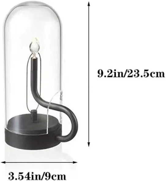 Audara-Retro Creative Restaurant Camping Desk Light Elegant Decorative Candle Flame Shaped USB Glass Aluminum Desk Lamp Bedroom Bedside Dormitory Table Lamp Restaurant Cafe Lighting Fixture