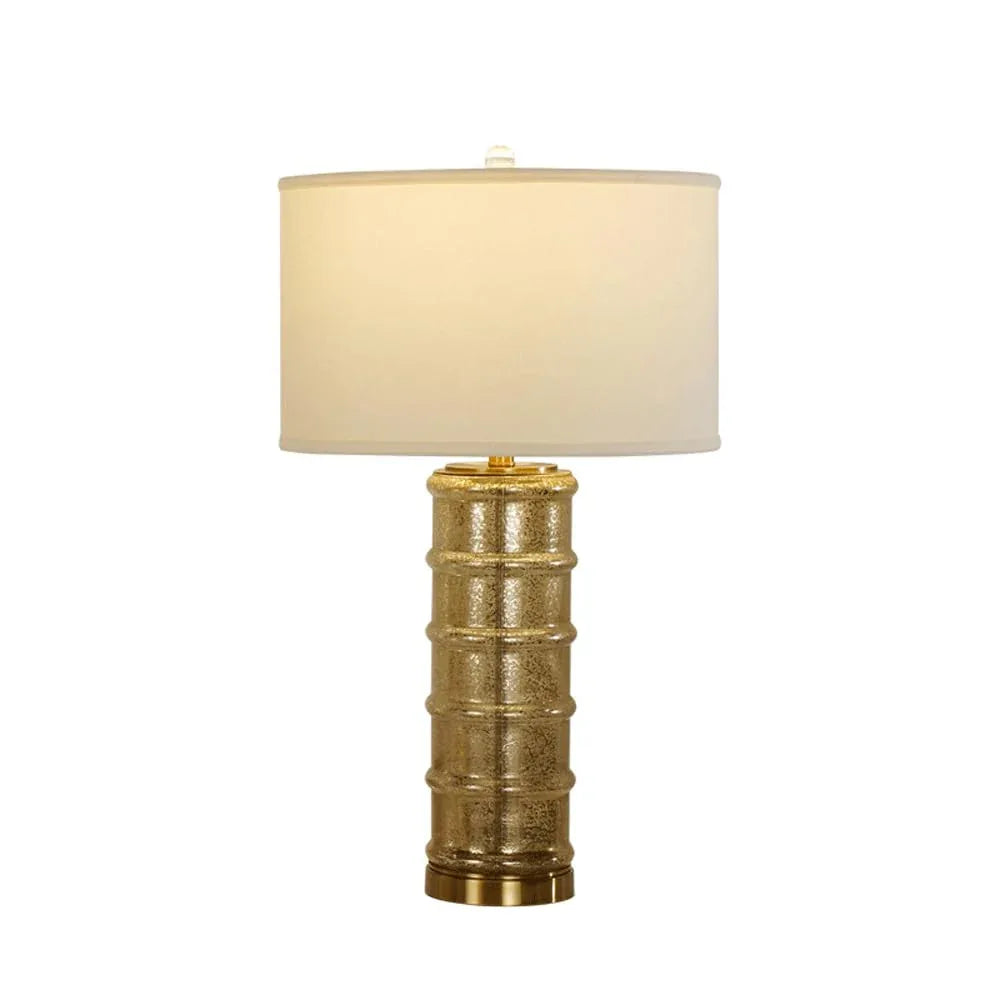 Audara-Luxury Scandinavian Bedroom Bedside Desk Light Fashion Hotel Front Desk Villa Club Desk Lamp Simple Glass Fabric Table Lamp Living Room Model House Farmhouse B&B Lighting Fixture Gold