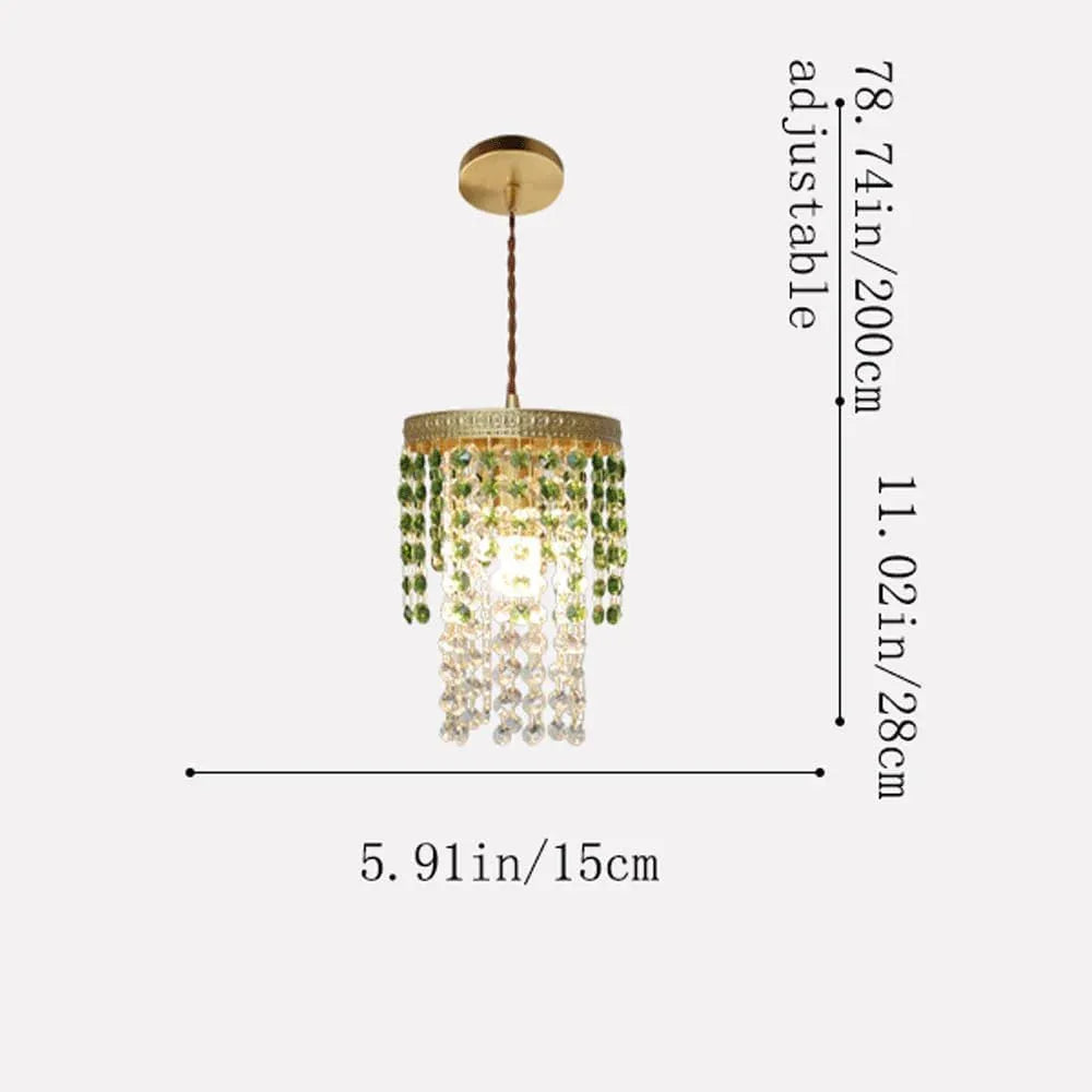 Audara-Crystal Pendant Light, 6 Inches in Size, Small Hanging Decorative Light Fixture, Modern Minimalist Style, Bohemian Style, Suitable for Bedrooms, Hotels, Kitchens, Islands, Entryways, Etc.