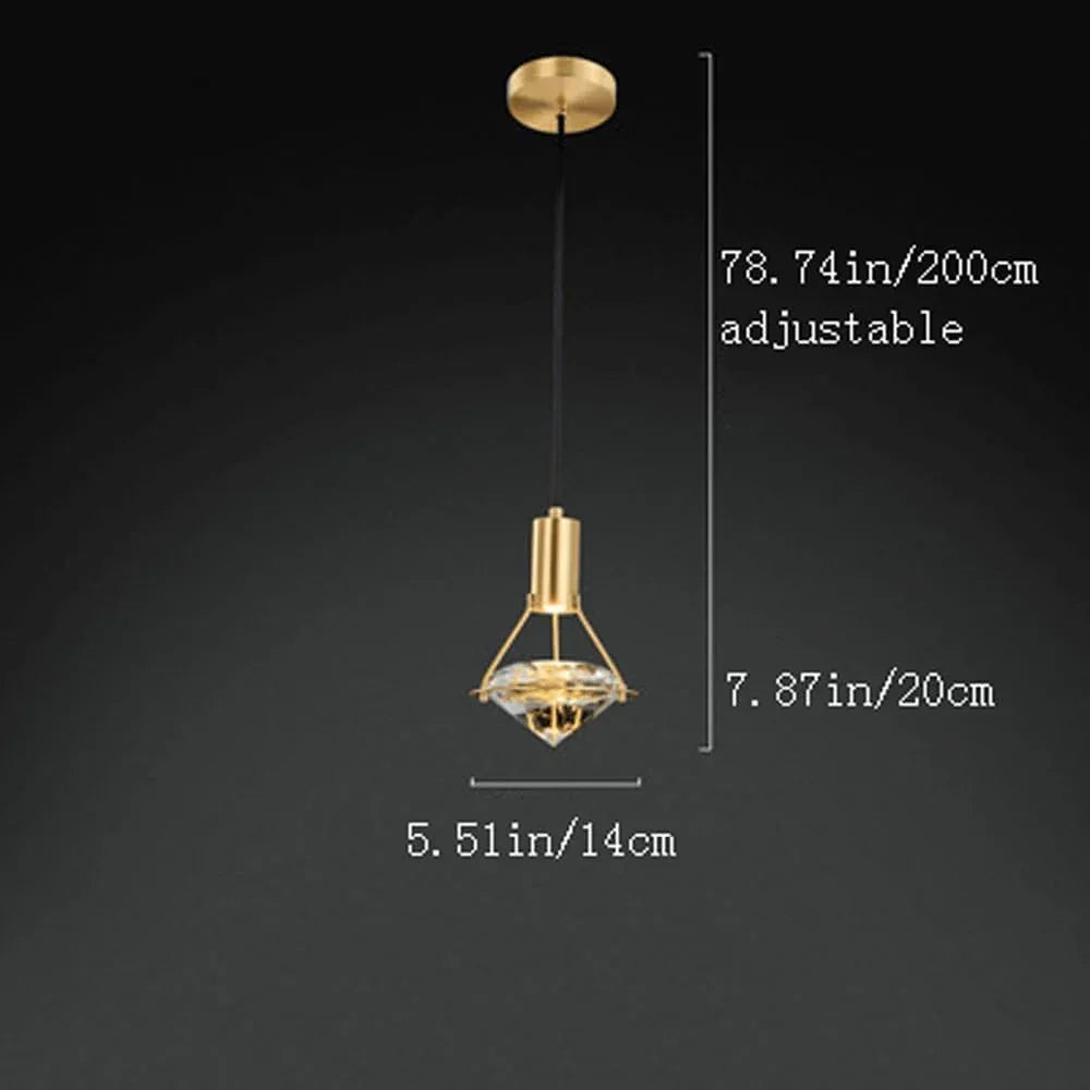 Audara-5.5-inch Crystal Pendant Light, European Modern Minimalist Style, Diamond Shape, Suitable for Installation in Various Spaces Such As Bedrooms, Hotels, Cafes, Restaurants, and Entryways.