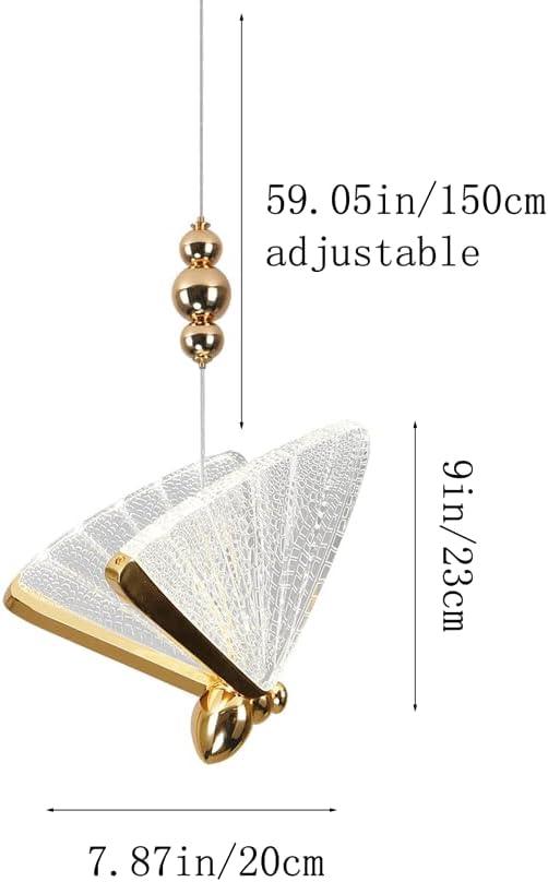 Audara-Crystal Pendant Light, 8-inch Butterfly-shaped Chandelier, Bohemian Style, Minimalist Design, Versatile Lighting Fixture Suitable For Living Rooms, Cafes, Dining Rooms, Kitchen Islands, And Ent