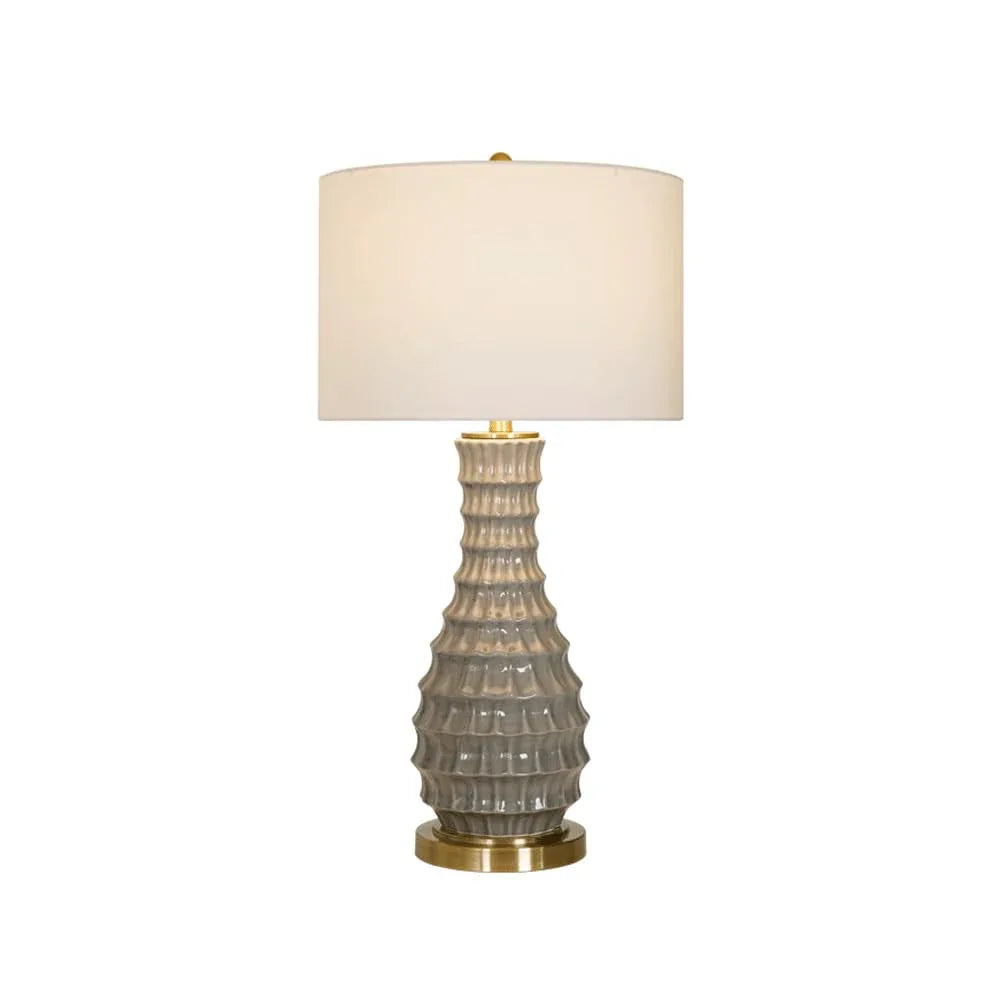 Audara-Luxury Nordic Study Office Desk Light Simple Bedroom Bedside Living Room Desk Lamp Hotel Front Desk Coffee Shop Restaurant Table Lamp White Fabric Ceramic Decoration Lighting Fixture Gray