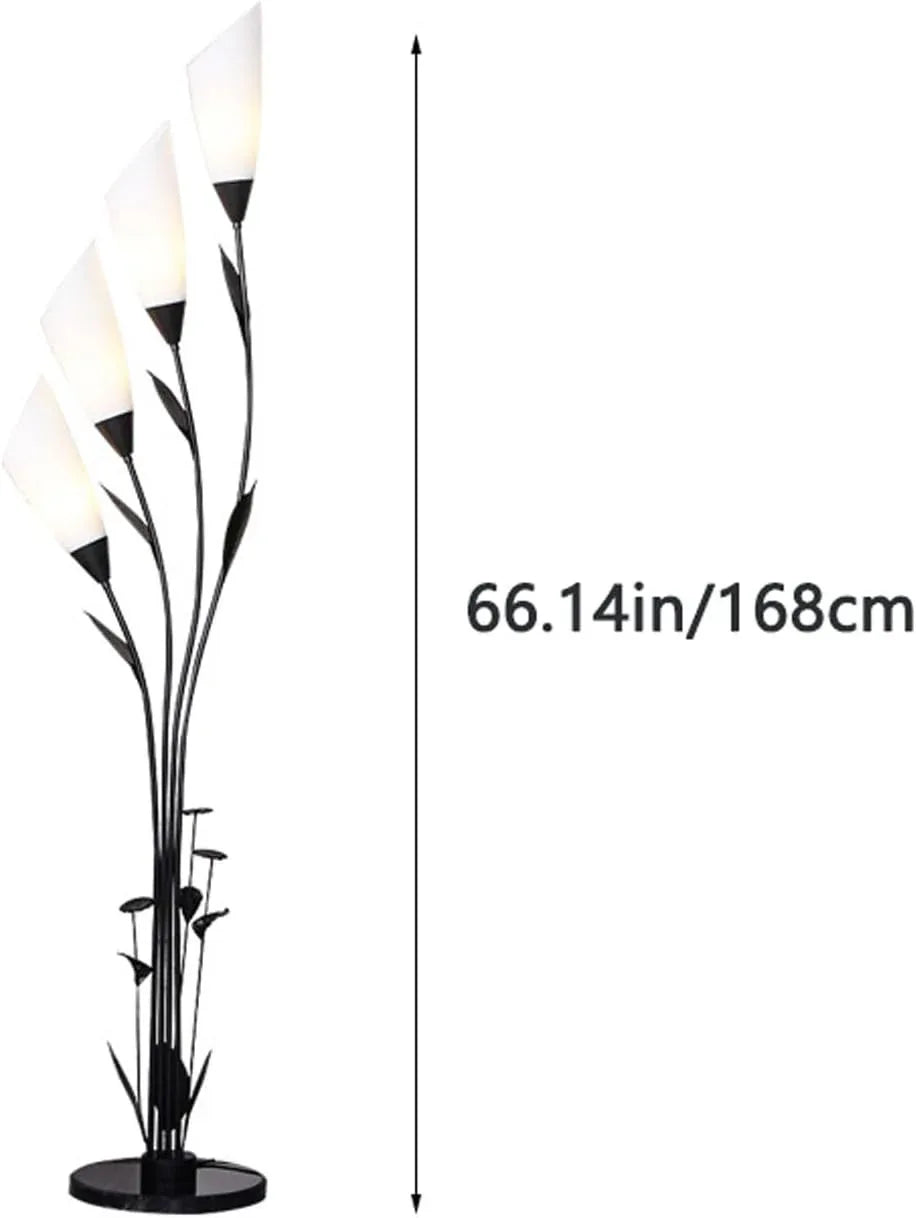 Audara-Creative 4 Light Source Flower Shape Living Room Floor Lamp H66.14in Black Metal Standing Lamp Study Office Sofa Beside Torchiere Bedroom Balcony Model HomeLighting Fixture