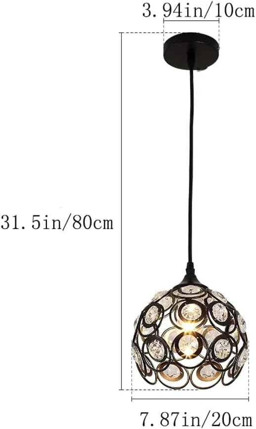 Audara-Crystal Pendant Light, 8-inch, Bohemian Style, Minimalist Design, Multi-Style Lighting Fixture Suitable for Living Rooms, Cafes, Dining Rooms, Kitchen Islands, and Entryways.
