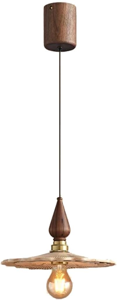 Audara-Wood Color Lotus Leaf Resin Pendant Light Gold Aluminum Body Bedroom Bedside Hanging Lamp 10.23in E27 Base Single Head Living Room Dining Chandeliers Cafe Lighting Fixtures