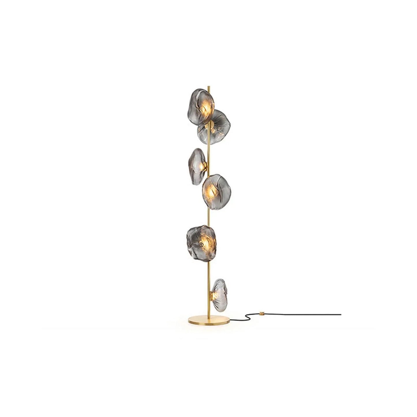 Audara-Italian Light Luxury Corridor Living Room Floor Lamp 3/6 Light Source Simple Bedroom Bedside Standing Lamp Office Backdrop Torchiere Showroom Villa Decoration Lighting Fixture Gold+Smoke Gray 6 Light Sources