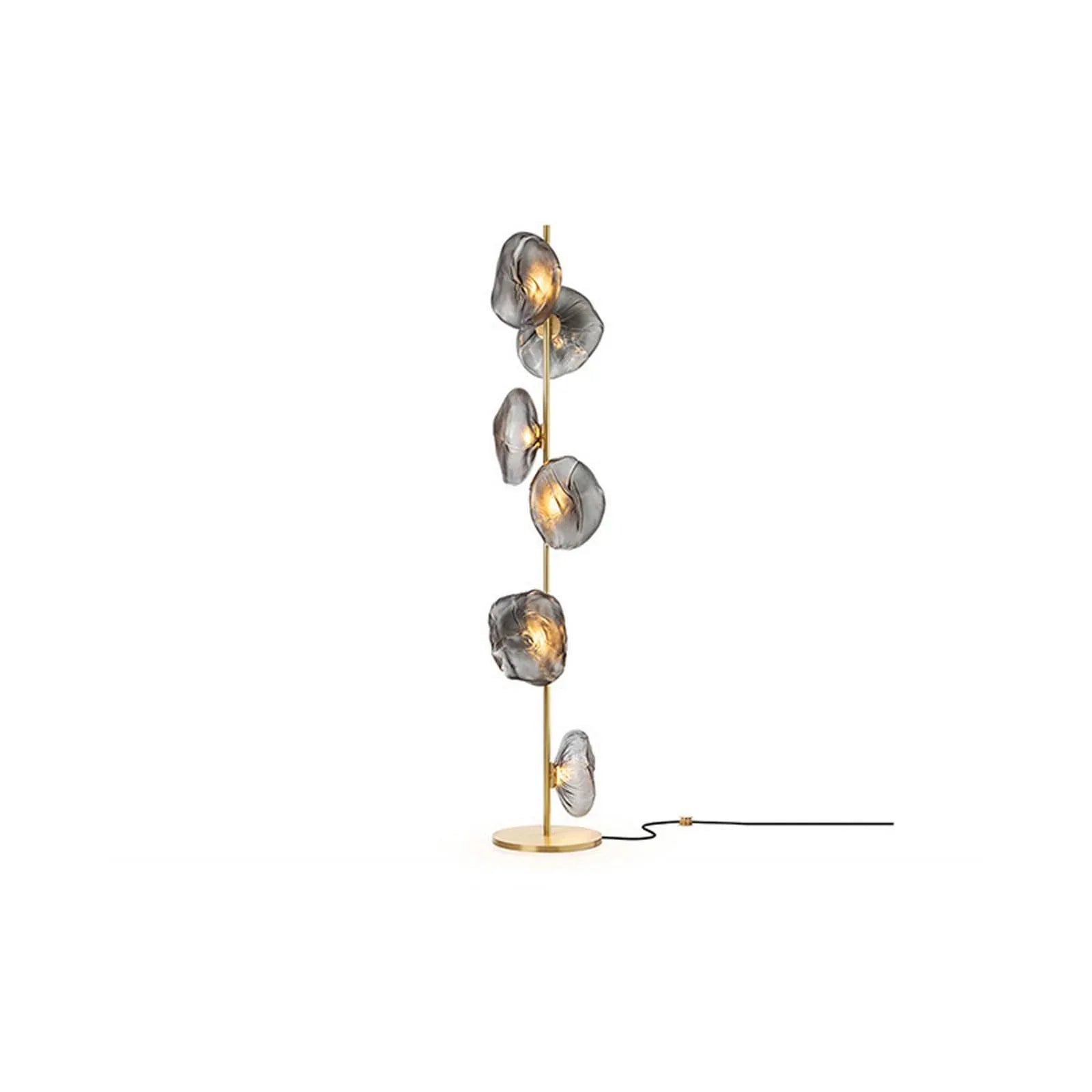 Audara-Italian Light Luxury Corridor Living Room Floor Lamp 3/6 Light Source Simple Bedroom Bedside Standing Lamp Office Backdrop Torchiere Showroom Villa Decoration Lighting Fixture Gold+Smoke Gray 6 Light Sources