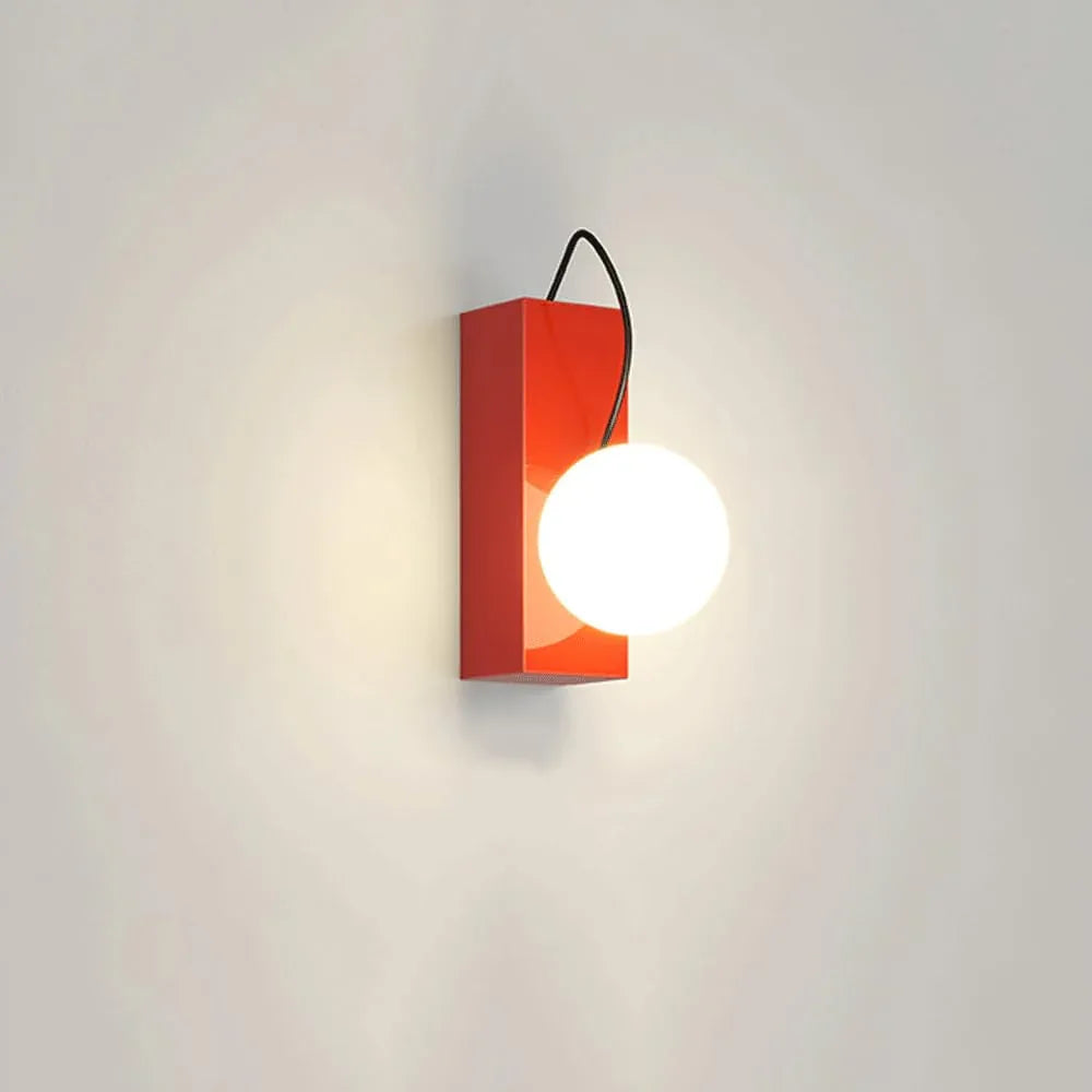 Audara-Scandinavia Cream Wind Ball Wall Lamp Bedroom Bedside Removable Wall Lights Postmodern Scandinavia Full Copper Sconces Living Room Bedroom Single Head Mounted Lighting Fixture Red