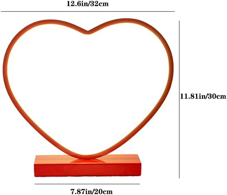Audara-Creative Red Heart Shape Bedroom Bedside Desk Light Warm Wedding Decoration Desk Lamp 3 Colours Variable Light Aluminium LED Table Lamp Sample Room Cafe Restaurant Decoration Lighting Fixture