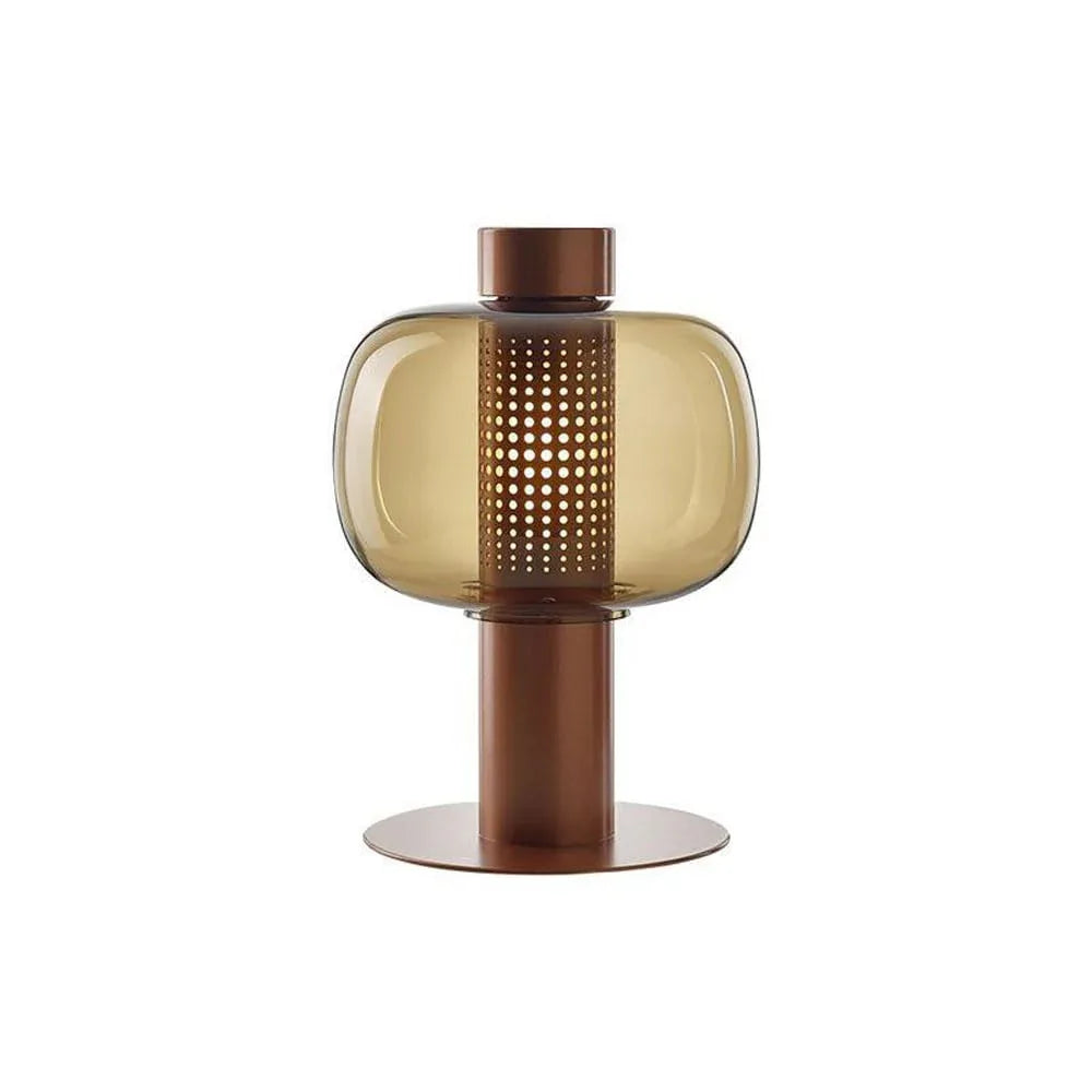 Audara-Simple Modern Living Room Bedside Desk Light Light Luxury Creative Sample Room Showcase Counter Desk Lamp Scandinavian Hardware Glass Lighting Fixture Farmhouse Coffee Shop Club Backdrop Table Lamp Brown and Yellow