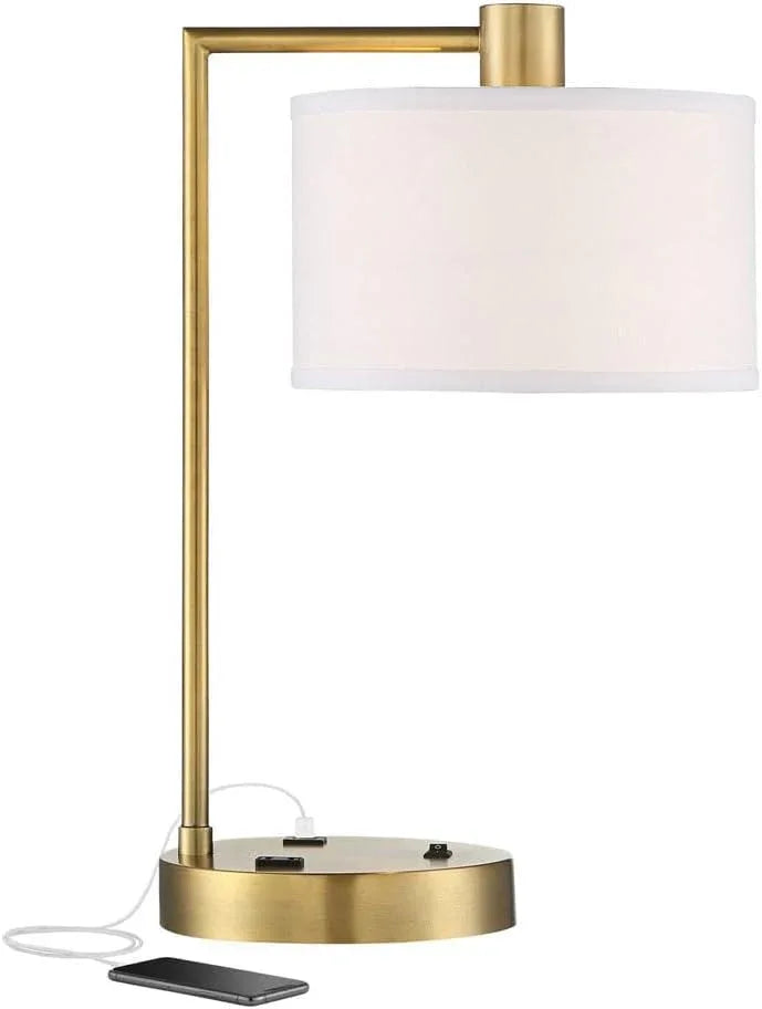 Audara-Creative Retro Push Button Switch AC USB Output Metal Fabric Desk Light Luxury Simple Bedroom Bedside Study Room Desk Lamp Living Room Sofa Beside Office Table Lamp Villa Hotel Lighting Fixture